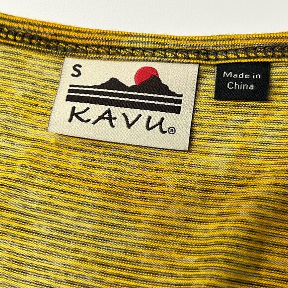 KAVU Womens Spartadress Small Sleeveless Tank Dress Gold Yellow Stripe Pockets - Picture 8 of 12